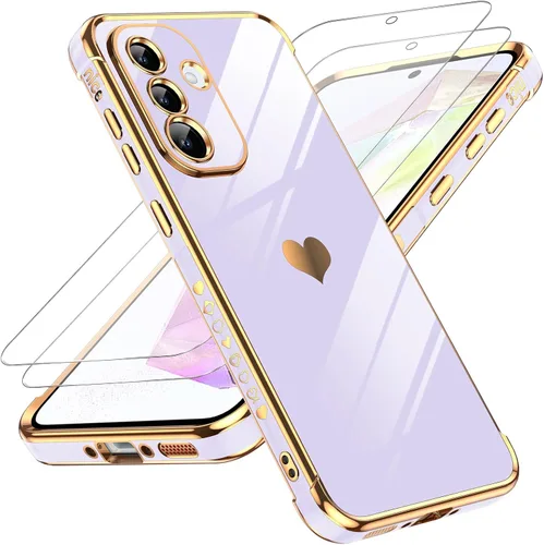 Vista 18 de LeYi Funda para Motorola-G 2025: Love Heart Plating Luxury, Negro