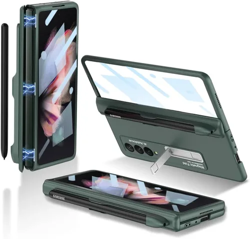 Vista 8 de Funda protectora de pantalla para Samsung Galaxy Z Fold 3 de 0.18 oz, protección completa de 360 grados, con protector de pantalla de vidrio Negro