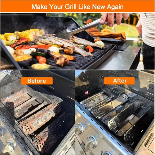 Vista 6 de Hisencn Piezas de repuesto de parrilla de acero inoxidable 304 para Nexgrill 720-0830H, 720-0888, 720-0888N, quemador de parrilla, placas de calor