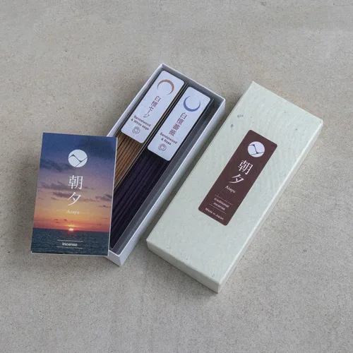 Vista 3 de Asayu Japan Varillas de incienso tradicionales, juego de purificación (sándalo y salvia blanca + sándalo y rosa), 1.41 oz (cada aroma 0.71 oz)