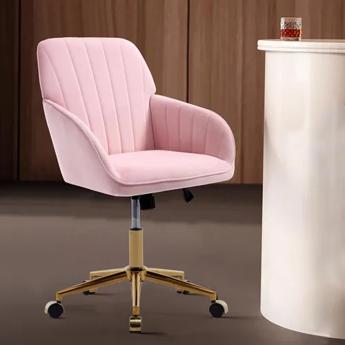 Vista 12 de Silla de escritorio de terciopelo para oficina en casa, moderna silla ajustable para computadora, silla giratoria, bonitas sillas de tocador