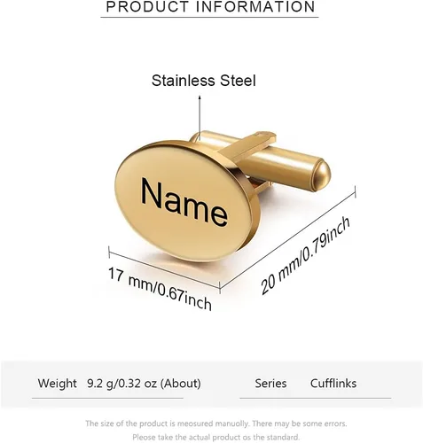 Vista 2 de Gemelos de hombre con nombre personalizado para hombres, gemelos personalizados con 26 letras iniciales del alfabeto, para esposo, a la moda
