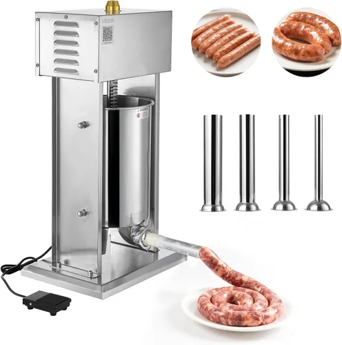 Vista 10 de VEVOR Relleno eléctrico de salchichas, relleno vertical de carne de 22 10l