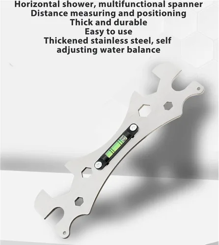 Vista 6 de Jiawu Llave de grifo, llave multifuncional para conexiones de manguera de grifos, llave universal de tuerca con nivel de burbuja, llave de tubo