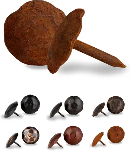 Vista 27 de 10 Pack 0.75" Round Head Iron Clavos Decorative Nails – Black – Handmade Rustic Round Fasteners for Farmhouse Shutters, Faux Wood Beams, Barn Doors