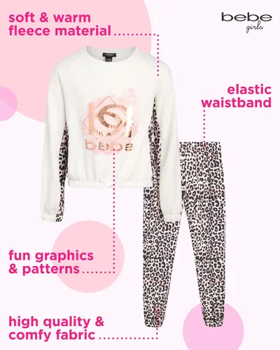 Vista 2 de bebe Conjunto deportivo para niña 2 piezas de sudadera y pantalones deportivos de forro polar activo niña pequeñaniña grande