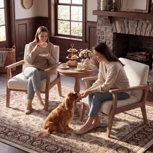 Vista 8 de Juego de 2 sillas decorativas modernas de mediados de siglo, sillón Sábanas beige