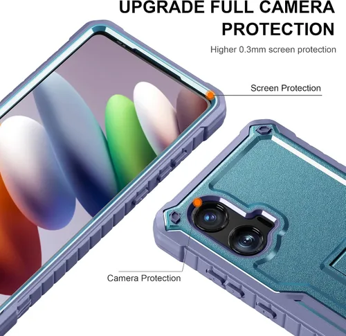 Vista 4 de Funda para Moto G Stylus 5G 2024 con protector de pantalla de vidrio, grado militar, a prueba de golpes, con protección de lente y soporte