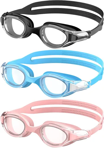 Vista 12 de NSSIW Gafas de natación para adultos: gafas de piscina para hombres y mujeres con protección UV400 antivaho sin fugas, paquete de 3