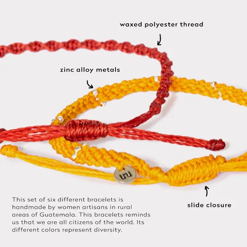 Vista 4 de Wakami New World - Juego de 3 pulseras bohemias de amistad hechas a mano Pulseras trenzadas indie para mujeres y hombres Hechas a mano por