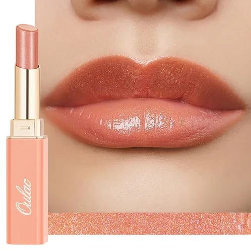 Vista 22 de Oulac Lápiz Labial Rosa Hidratante con Brillo - Lápiz Labial Hidratante Bálsamo Labial Tintado Brillante, Acabado Brillante Transparente Jugoso