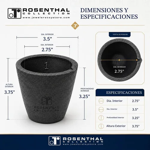 Vista 2 de Crisoles de grafito de arcilla #2.2-4.4 lbs Premium Black Foundry Cup Horno Antorcha Fundición Fundición Refinación para oro. También ideal