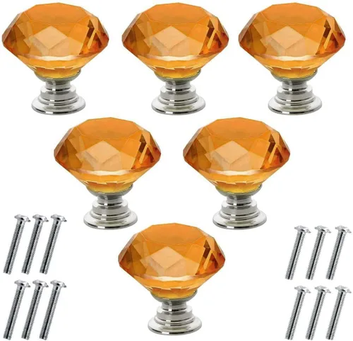 Vista 11 de Akstore 6 pomos de cristal para gabinetes de 1.18 pulgadas (1.181 in) con forma de diamante, para cajones de cocina, aparador, armario, tiradores