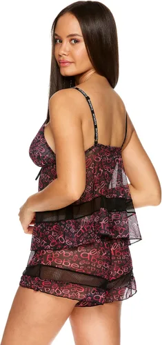 Vista 6 de bebe Ropa de dormir de malla para mujer y lencería corta, conjunto de lencería para mujer de 2 piezas