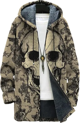 Vista 7 de Mens Hooded Cardigan Japanese Art Zip Up Long Sleeve Sweater Hoodie Dragon Print Coat with Pockets