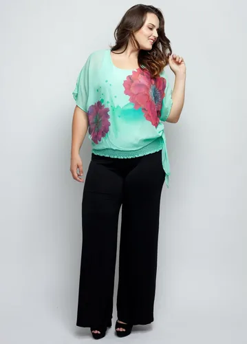 Vista 3 de Pantalones palazzo de modal sostenible para mujer, talla grande, con curvas, suaves, cómodos, elásticos, de haya