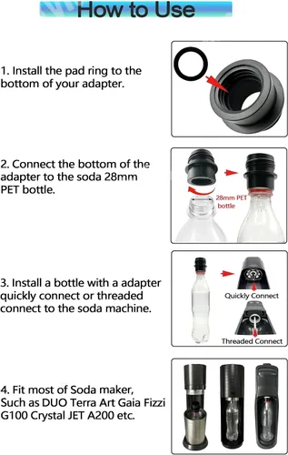 Vista 7 de Soda Machine PTE Adaptador de botella de agua compatible con Fizzi DUO Terra Art Gaia A200 G100 Soda Maker