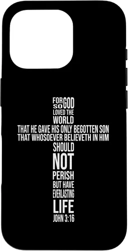 Vista 20 de Christian Cross John 3:16 Bible Verse Faith-Based Easter Case for iPhone 16