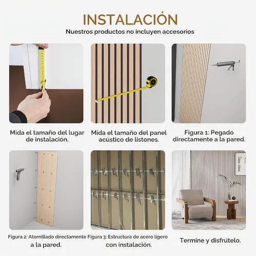 Vista 3 de POHARE Paneles de pared de listones de madera, paquete de 2 paneles decorativos de madera de 8 x 1 pie para pared, elegantes paneles de pared