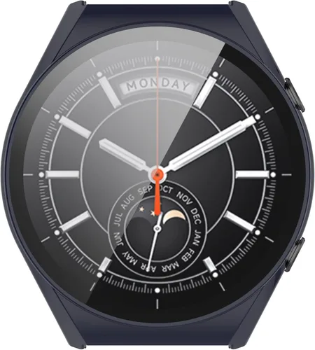 Vista 4 de Funda rígida de policarbonato compatible con Xiaomi Watch S1 con protector de pantalla de vidrio templado ultra fino HD, ultradelgado, resistente a