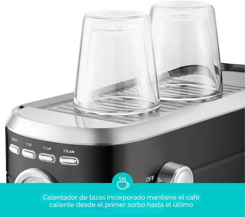 Vista 4 de CASABREWS CM5418 Máquina de café expreso, cafetera espresso con varita de Negro
