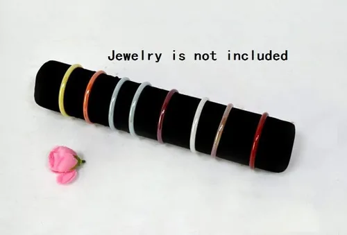 Vista 4 de Bolsa de viaje para reloj de pulsera, organizador de joyas, bolsa portátil de terciopelo negro y gris con inserto de rollo extraíble