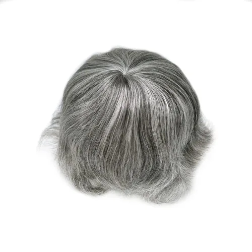 Vista 198 de Toupee para hombre 100% cabello humano real tupé para hombres 0.004 in piel de poliuretano para hombre, sistema de reemplazo de piezas de pelo