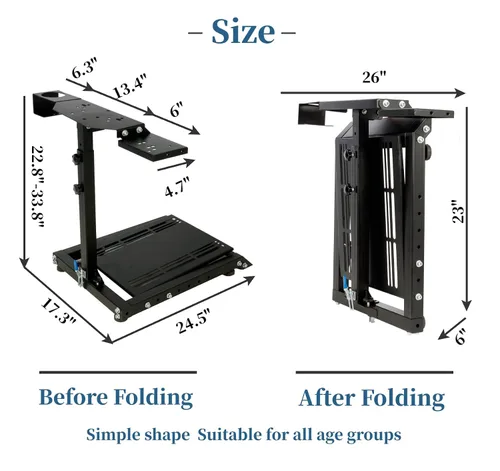 Vista 6 de Anman Racing Steering Wheel Stand with Gear Shifter and Pedal Mount for Logitech G25 G27 G29 G920 Thrustmaster Folding Gaming Racing Sim Cockpit