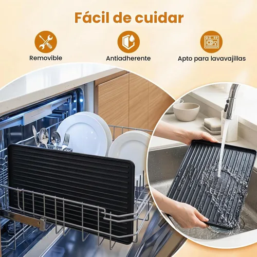 Vista 7 de COSTWAY Raclette - Parrilla para mesa 8, 2 en 1 con placa antiadherente reversible, 8 sartenes para queso, 8 espátulas de madera, pinzas y control