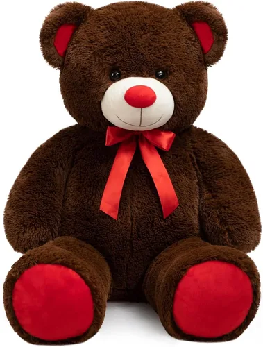 Vista 18 de Enorme Oso de Peluche Animal de Peluche Oso de Peluche Gigante con Lazo de Cinta Roja Juguete de Peluche de Día Regalo para Novia y Niños 36 Beige