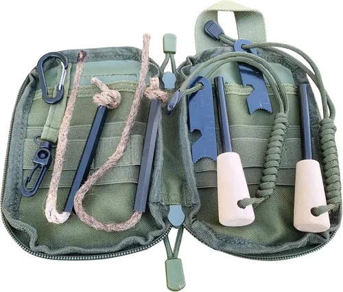 Vista 10 de Kit de supervivencia para iniciador de fuego, varilla de ferro más grande con cordón de golpeador de 3 pulgadas de largo, pedernal y acero, cordón