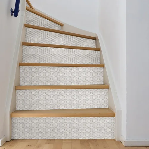 Vista 5 de In Home InHome NH2359 - Azulejos hexagonales de mármol para salpicaduras, color blanco y blanco roto