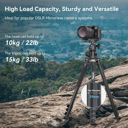 Vista 6 de SmallRig CT200 72.8"/200cm Trípode Horizontal Elevado para Cámara con Soporte para Smartphone y Bolsa de Transporte, Carga Máxima 33lb Trípode