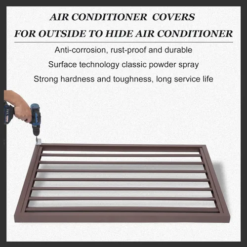 Vista 6 de Pantalla decorativa de privacidad, cubierta de aire acondicionado de aleación de aluminio para exteriores con cubierta superior, divisor de espacio