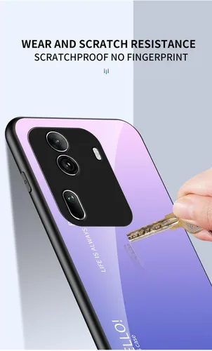 Vista 3 de Funda compatible con Vivo S1 4G 1907, combinación de 3 capas (panel trasero de vidrio de policarbonato+silicona TPU) anticaída, color negro