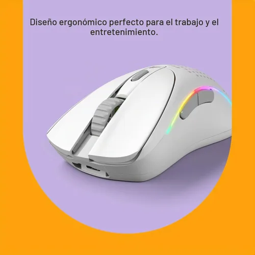 Vista 2 de Glorious Gaming - Mouse ergonómico inalámbrico modelo D 2, superligero 2.33 oz, hasta 210 horas de duración de la batería, sensor óptico de 26 K, 6