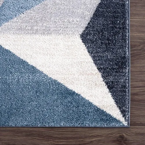 Vista 6 de Abani Rugs - Alfombra contemporánea con triángulos geométricos, rectangular, resistente a las manchas turcas de 5 x 8 pies, gris y azul