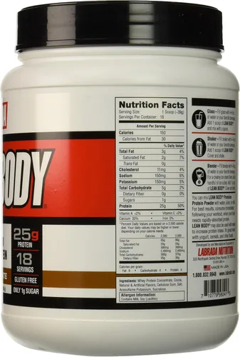 Vista 2 de Labrada Nutrition Lean Body Premium Whey Protein en polvo, chocolate, 24 onzas