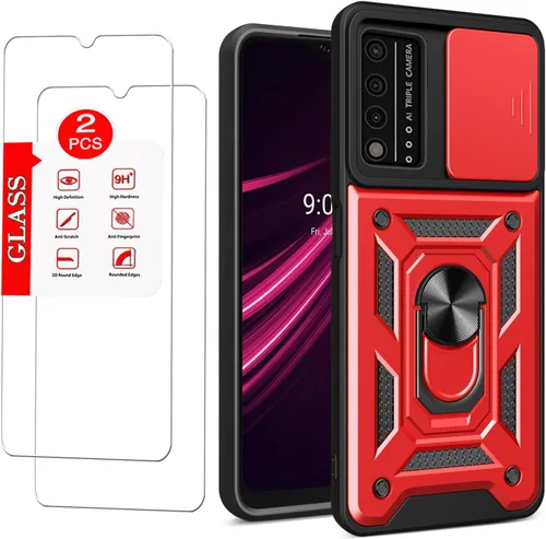Vista 8 de Funda para T-Mobile REVVL V Plus 5G con [2 unidades] Protector de pantalla de vidrio templado, para TCL T-Mobile Revvl V+ 5G [grado militar] Negro