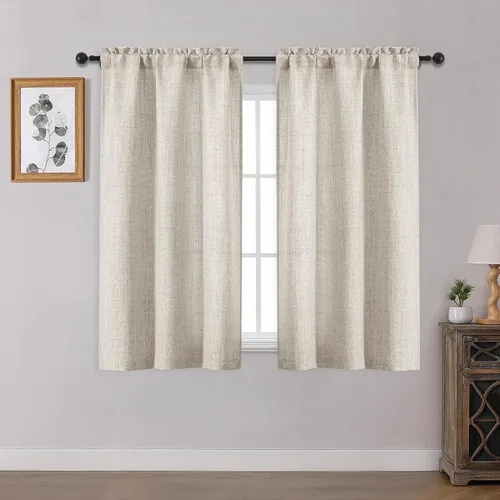 Vista 54 de OWENIE Cortinas de Cocina Negras Sobre Fregadero de 24 Pulgadas de Largo, Juego de 2 Paneles, Cortinas Cortas de Café con Textura Filtrante de Luz
