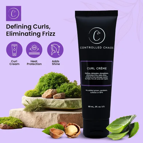 Vista 2 de Controlled Chaos, Como se ve en Shark Tank Curl Defining Cream para todo tipo de cabello para añadir suavidad y controlar el rizado, crema