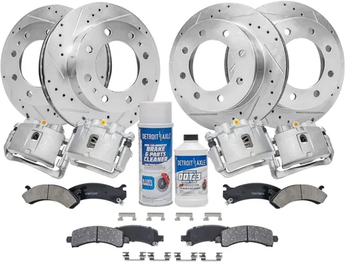 Vista 158 de Detroit Axle - Rotores de freno para Ford 2013-2019 Explorer Taurus Flex Lincoln MKT MKS, rotores de freno de disco ranurados perforados de repuesto