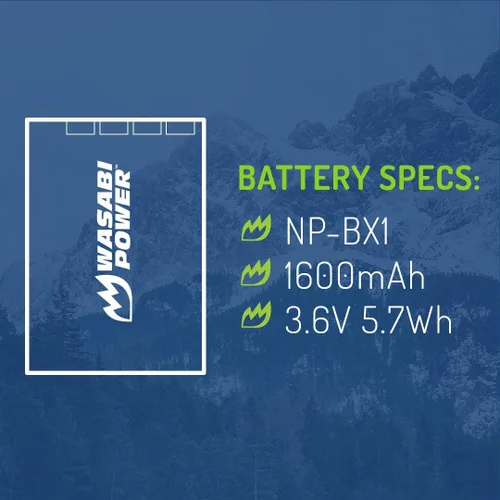 Vista 3 de Wasabi Power Batería NP-BX1 (paquete de 2) para Sony NP-BX1/M8, ZV-1, ZV-1 II, Cyber-Shot DSC-HX95, HX99, HX350, RX1, RX1R II, RX100