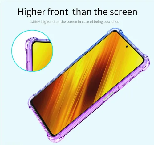 Vista 4 de Funda para Poco X3 NFC/Poco X3 Pro/Poco X3 Caso, Crystal Clear Case Gradient Slim Anti Scratch TPU A prueba de golpes Funda protectora para Xiaomi