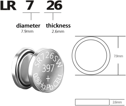 Vista 4 de SKOANBE SR726SW 397 1.5V Batería de reloj de óxido de plata, 10 paquetes