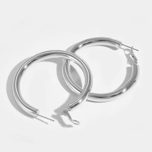 Vista 7 de Gold Chunky Hoop Earrings For Women Girls Stainless Steel Tube Hoop Earrings 14k Gold Plated Thick Hoop Earrings