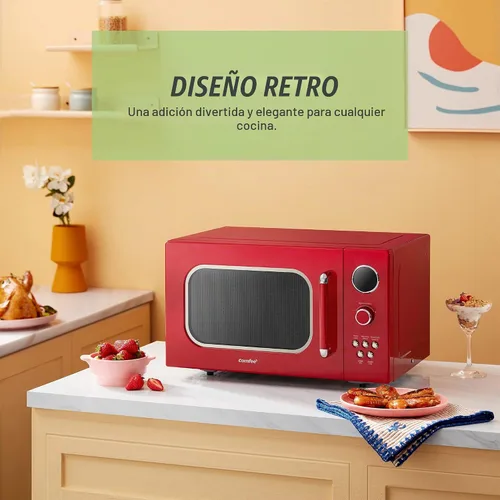Vista 6 de COMFEE' CM-M093ARD - Horno microondas retro con 9 programas preestablecidos, cocción rápida de varias etapas, función de reinicio del plato