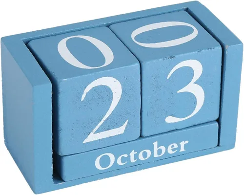 Vista 7 de Yosoo Health Gear Calendario de escritorio con fecha cambiable diaria, calendario perpetuo vintage de madera para uso en una cafetería, restaurante
