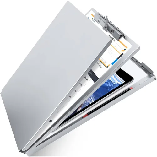 Vista 9 de Sunnyclip Portapapeles de aluminio con almacenamiento (tamaño momo), carpeta de metal reciclado que se adapta a papel de hasta 5.66 x 9.5 pulgadas