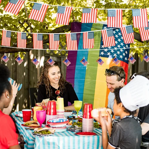 Vista 6 de Watayo 8 piezas de adornos de vidrio con bandera americana, adornos de bandera de vidrio soplado patriótico, banderas de EE. UU. del 4 de julio